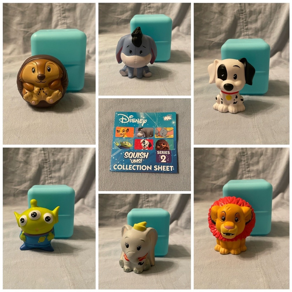 NEW Complete Set of 6 Bullsitoy Disney Squish 'ums Mystery Characters Series 2